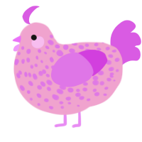 A pink and orchid chicken with a speckle pattern