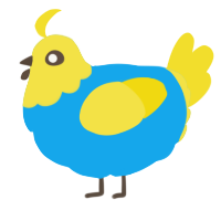 A sky and yellow chicken with a head pattern