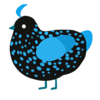 A black and sky chicken with a speckle pattern