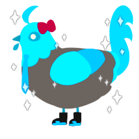 A grey and cerulean chicken with a head pattern