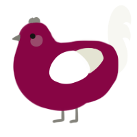 A maroon and white chicken