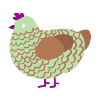 A gluppy and brown chicken with a lace pattern