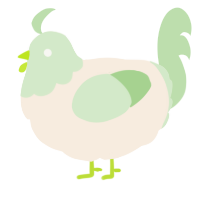A cream and gluppy chicken with a head pattern