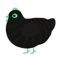 A black and sable chicken with a bar pattern