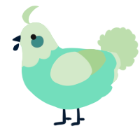 A mint and gluppy chicken with a head pattern