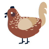 A russet and beige chicken with a half-lace pattern