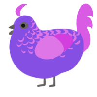 A blurple and orchid chicken with a half-lace pattern