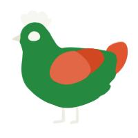 A viridian and vermilion chicken