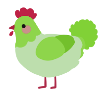 A gluppy and grass chicken with a head pattern