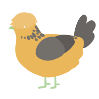 A honey and grey chicken with a neck-speckle pattern