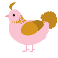 A rose and ochre chicken with a neck-speckle pattern