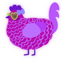 A fuchsia and orchid chicken with a lace pattern