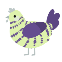 A apple and overcast chicken with a bar pattern