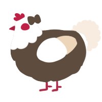 A bark and cream chicken with a head pattern