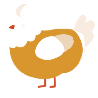 A orange and cream chicken with a head pattern
