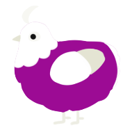 A plum and white chicken with a head pattern