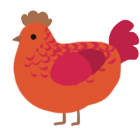 A vermilion and crimson chicken with a half-lace pattern