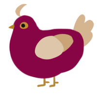 A maroon and beige chicken
