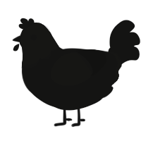 A black chicken with a head pattern