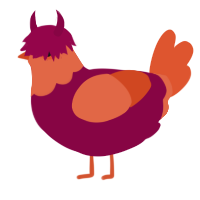 A maroon and vermilion chicken with a head pattern