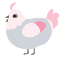 A mist and rose chicken with a head pattern