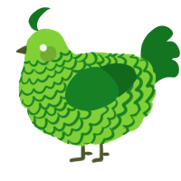 A grass and leaf chicken with a lace pattern