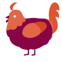 A maroon and vermilion chicken with a head pattern