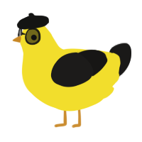 A yellow and sable chicken