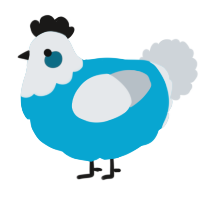 A cerulean and mist chicken with a head pattern