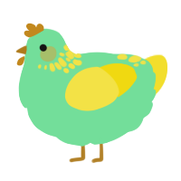 A spring and yellow chicken with a neck-speckle pattern