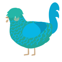 A turquoise and cerulean chicken with a lace pattern