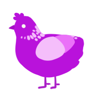 A amethyst and lavender chicken with a neck-speckle pattern