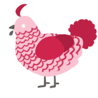 A rose and crimson chicken with a lace pattern