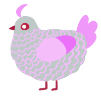 A silver and lavender chicken with a lace pattern