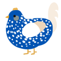 A ultramarine and cream chicken with a speckle pattern