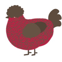 A crimson and bark chicken with a double-lace pattern
