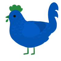 BLUESCREEN, a ultramarine chicken with a half-lace pattern