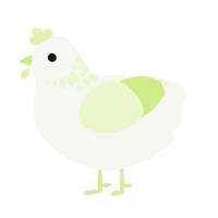 A white and apple chicken with a neck-speckle pattern
