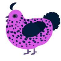 A orchid and tumblr chicken with a speckle pattern