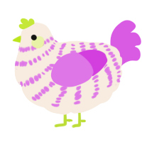A cream and orchid chicken with a bar pattern