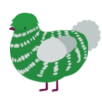 A viridian and silver chicken with a bar pattern