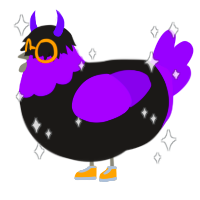 A sable and violet chicken with a head pattern