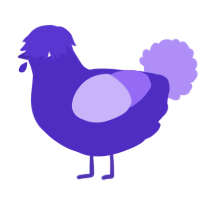 A indigo and lilac chicken