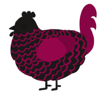A sable and maroon chicken with a lace pattern