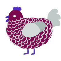 A wine and silver chicken with a lace pattern
