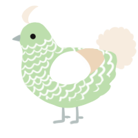 A gluppy and cream chicken with a lace pattern