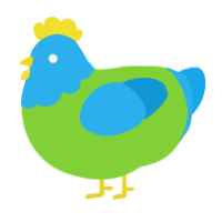 A grass and sky chicken with a head pattern