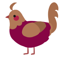 A maroon and brown chicken with a head pattern