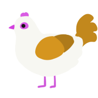 A white and ochre chicken