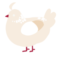 A cream chicken with a neck-speckle pattern